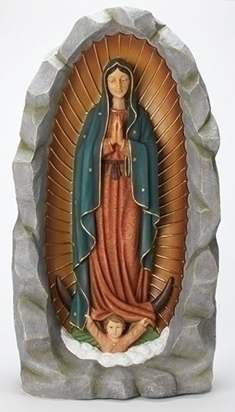 Our Lady of Guadalupe Sculpture in Grotto Garden Religious Artwork